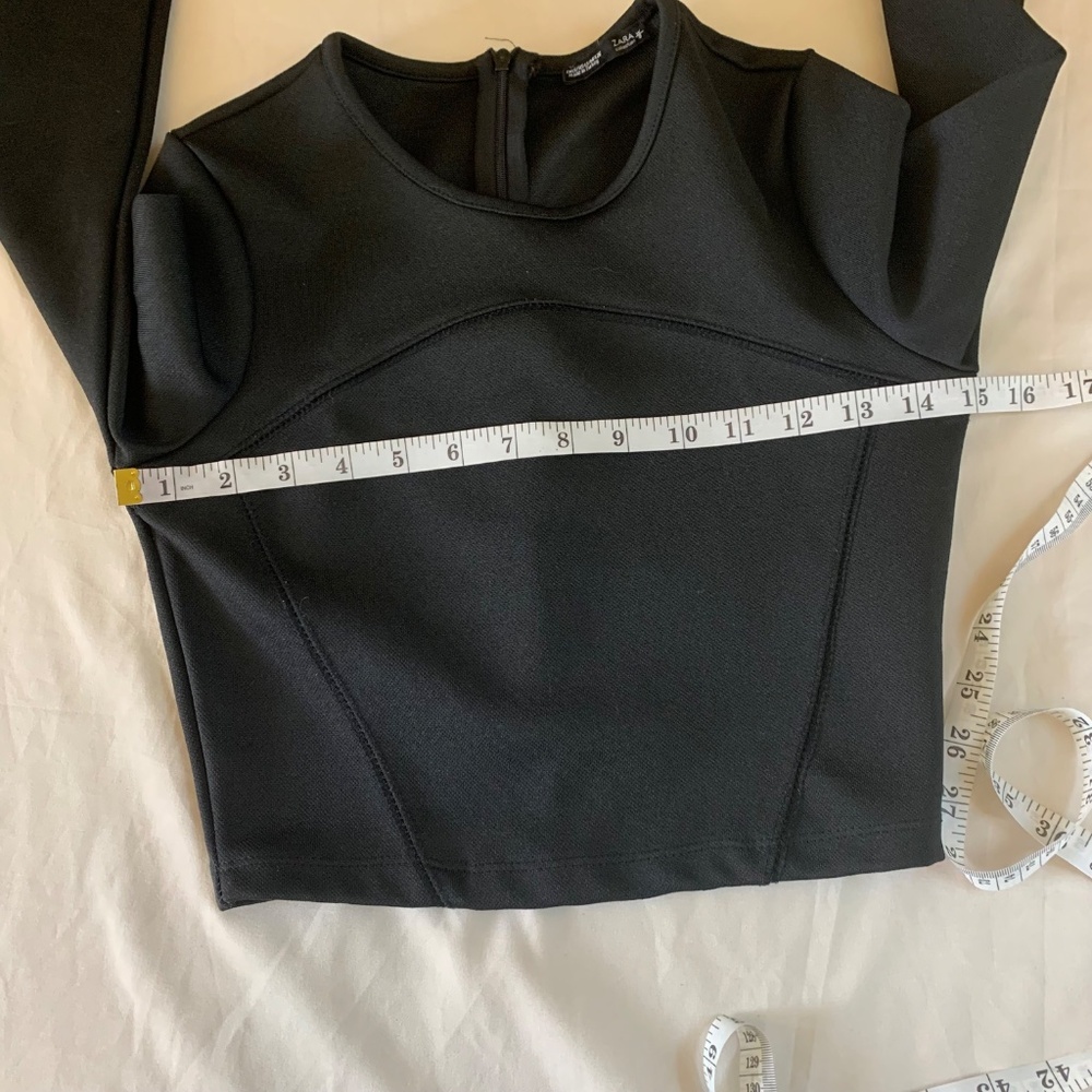 Zara Black Crop‎ Top Long Sleeves - Size Small 💃 - Picture 11 of 12